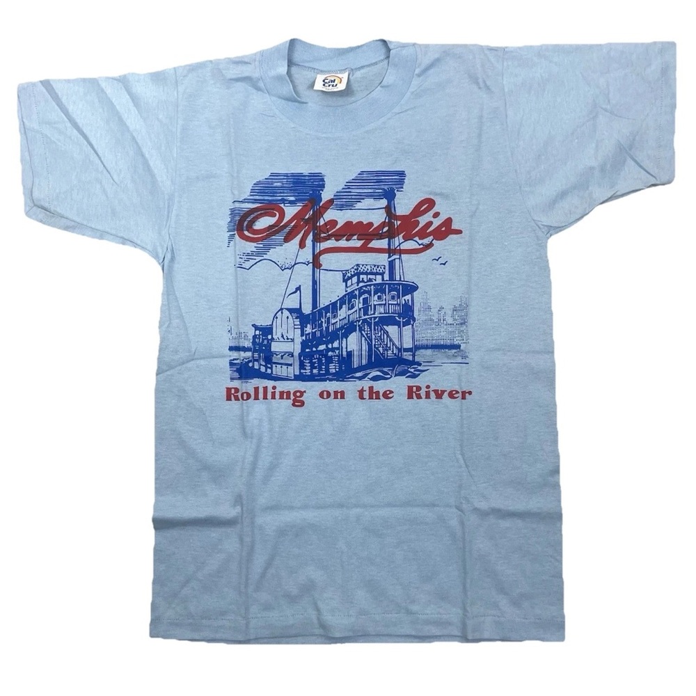 Vtg Elvis 50th Golden Anniversary T-shirt Memphis Rolling on the River 80s